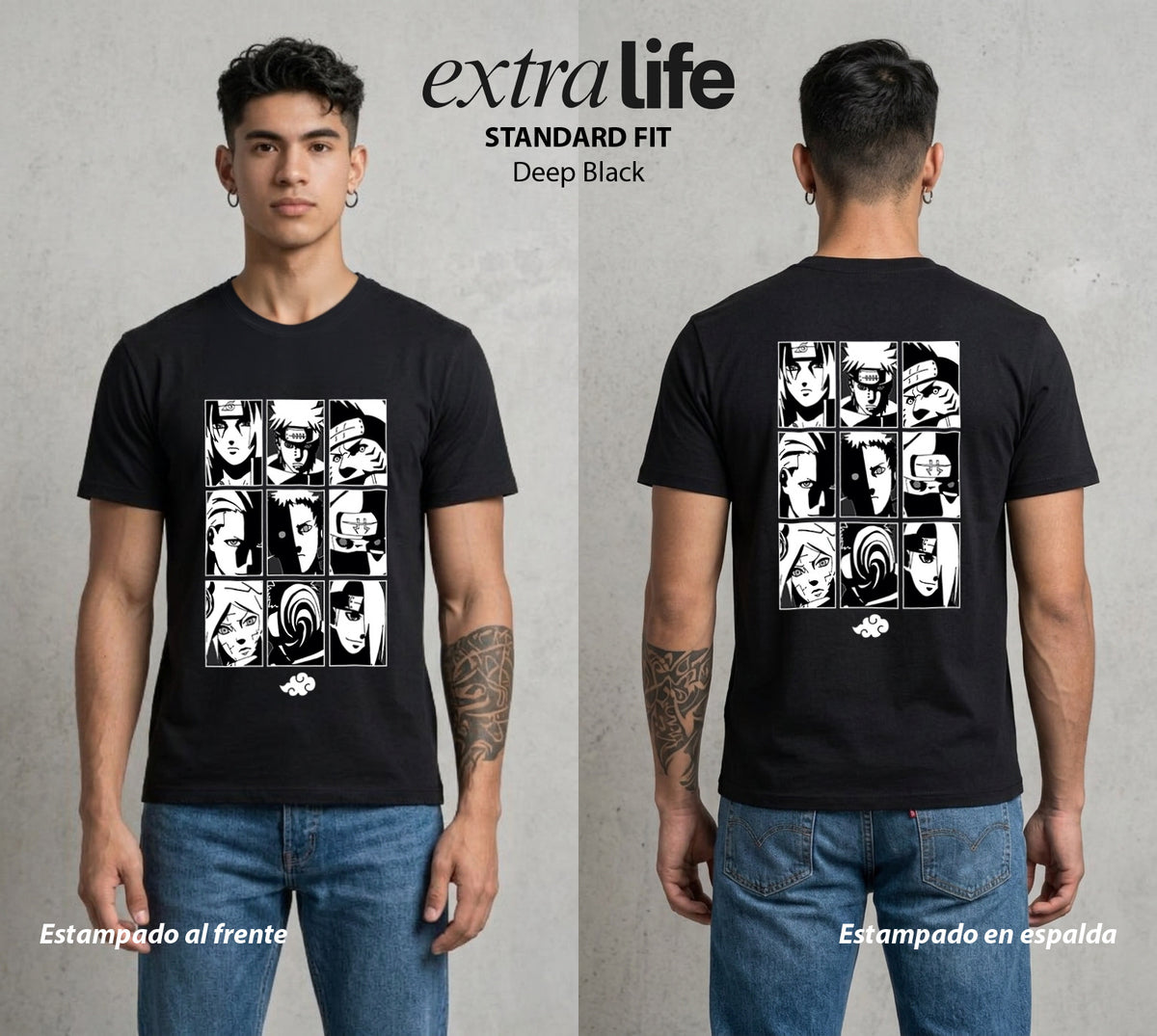 La Aldea Oculta | Zorro de Nueve Colas #02743 - Playera Classic Premium | Deep Black - Foto en modelo