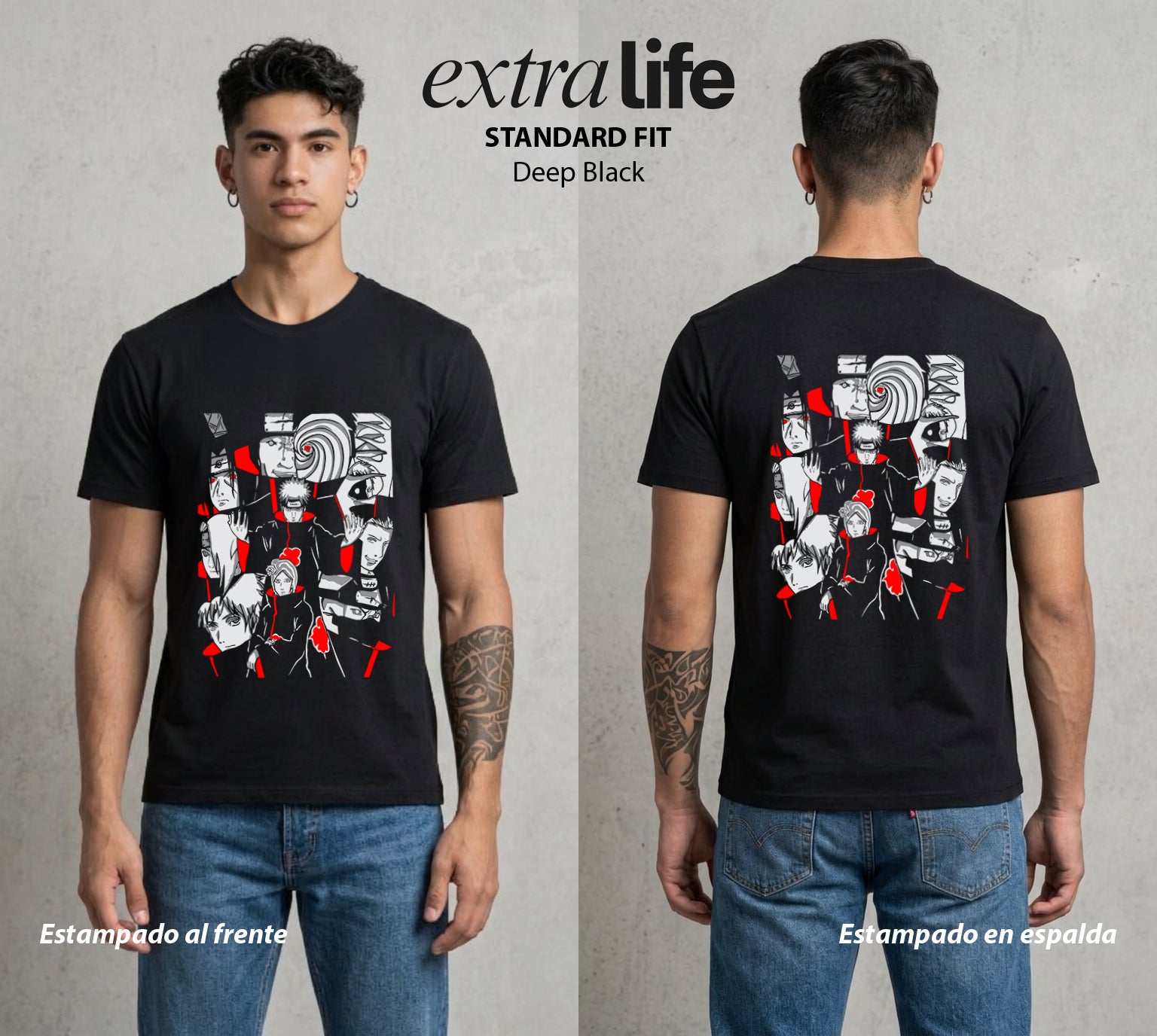 La Aldea Oculta | Zorro de Nueve Colas #02748 - Playera Standard Fit | Deep Black - Foto en modelo