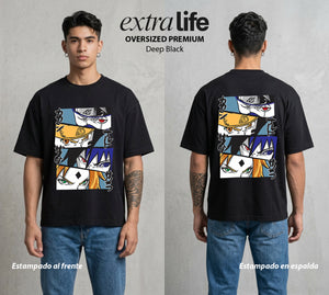 La Aldea Oculta | El Hokage del Futuro #02751 - Playera Oversized Premium | Deep Black - Foto en modelo