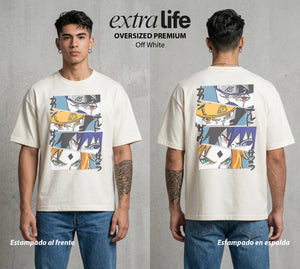 La Aldea Oculta | El Hokage del Futuro #02751 - Playera Oversized Premium | Off White - Foto en modelo