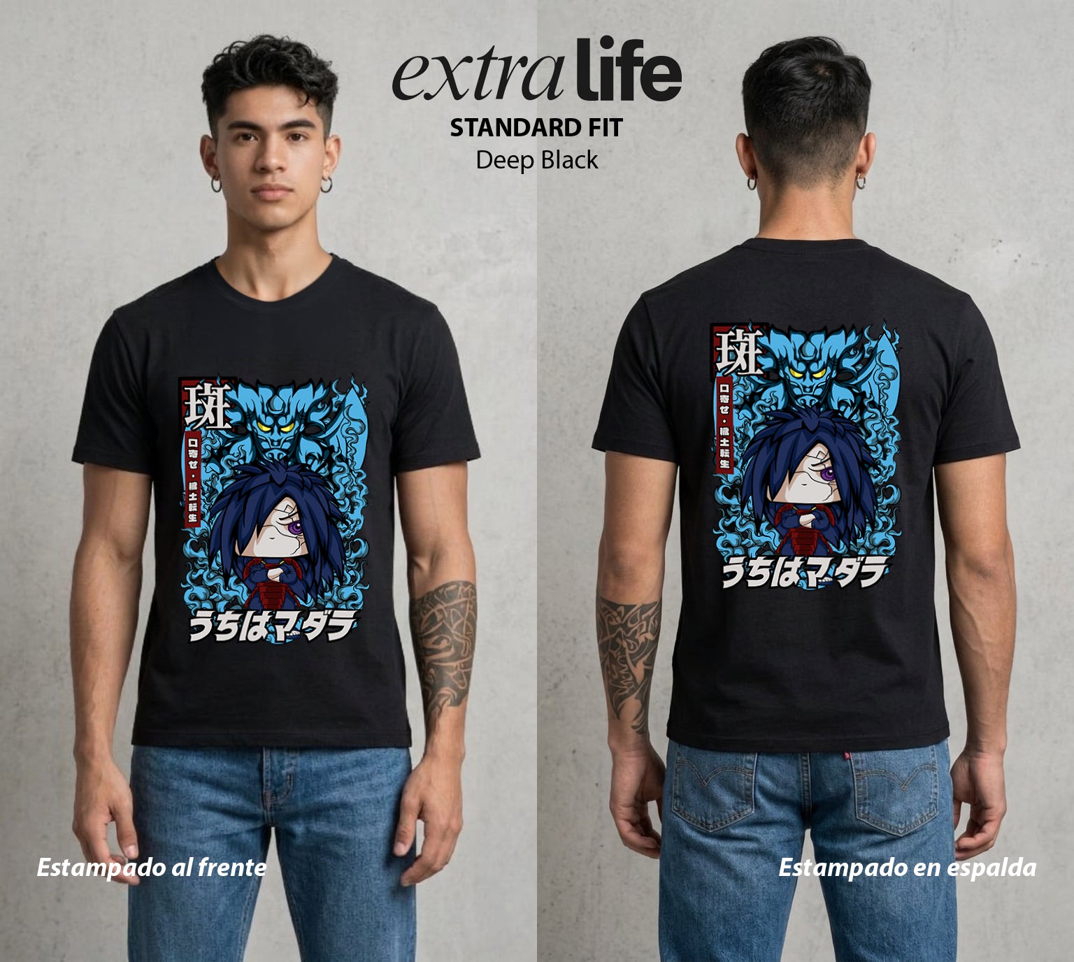 La Aldea Oculta | Zorro de Nueve Colas Pop Art #02757 - Playera Standard Fit | Deep Black - Foto en modelo