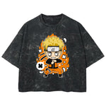 Playera streetwear premium de anime y gaming ExtraLife MX, corte boxy deluxe mineral wash heavyweight en color Acid Wash, moda urbana mexicana de culto.