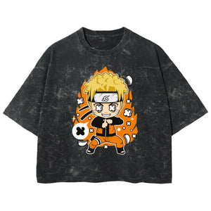 Playera streetwear premium de anime y gaming ExtraLife MX, corte boxy deluxe mineral wash heavyweight en color Acid Wash, moda urbana mexicana de culto.