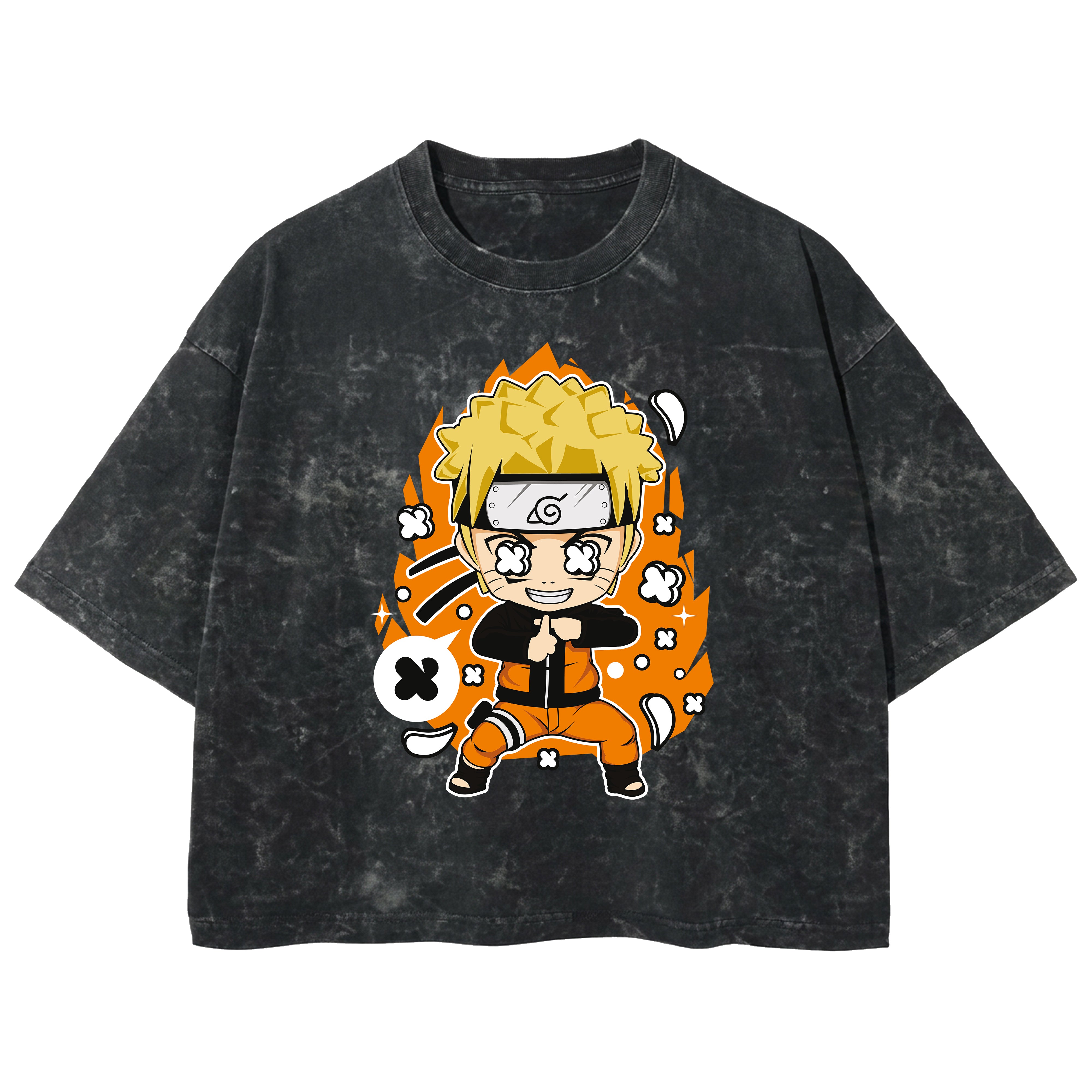 Playera streetwear premium de anime y gaming ExtraLife MX, corte boxy deluxe mineral wash heavyweight en color Acid Wash, moda urbana mexicana de culto.