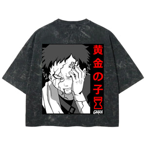 Playera streetwear premium de anime y gaming ExtraLife MX, corte boxy deluxe mineral wash heavyweight en color Acid Wash, moda urbana mexicana de culto.