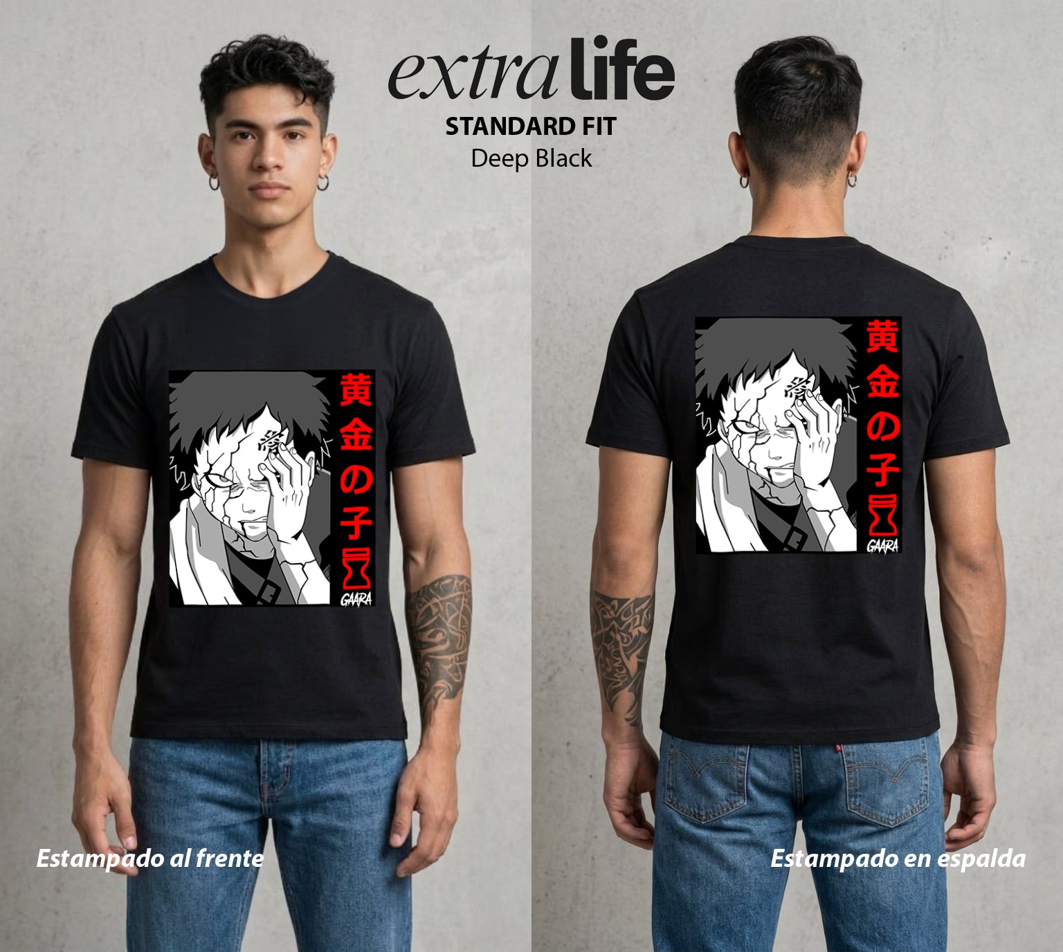 La Aldea Oculta | El Hokage del Futuro #02760 - Playera Standard Fit | Deep Black - Foto en modelo