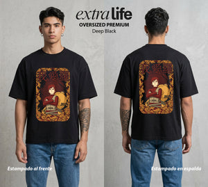 La Aldea Oculta | Dattebayo del Viento #02761 - Playera Oversized Premium | Deep Black - Foto en modelo