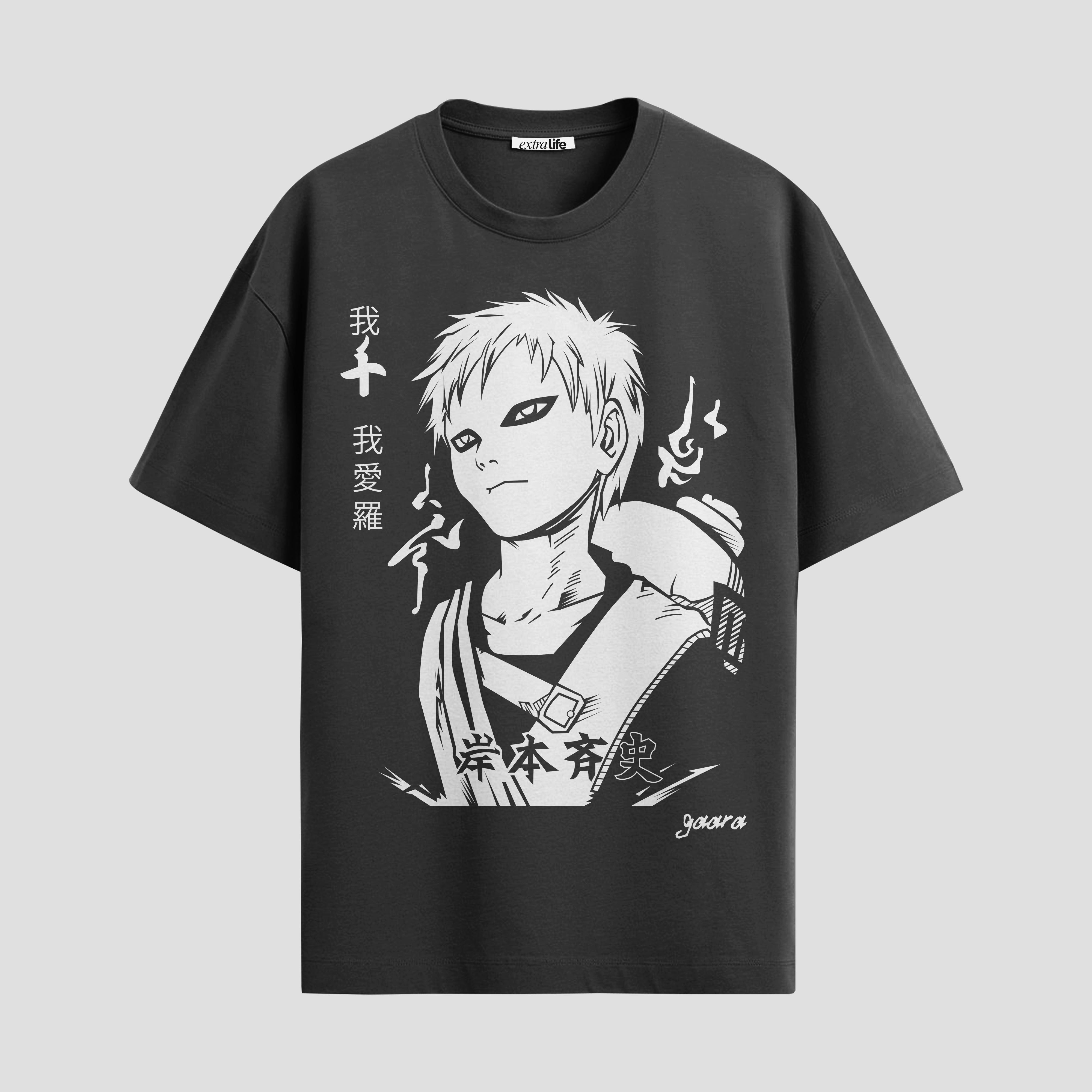 Playera urbana de anime y gaming ExtraLife MX, corte Standard Fit unisex ligero y transpirable en color Deep Black y Pure White, ropa de uso diario para gym y casual.