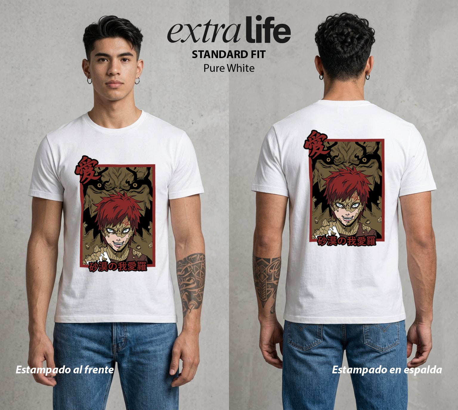 La Aldea Oculta | Zorro de Nueve Colas #02766 - Playera Standard Fit | Pure White - Foto en modelo
