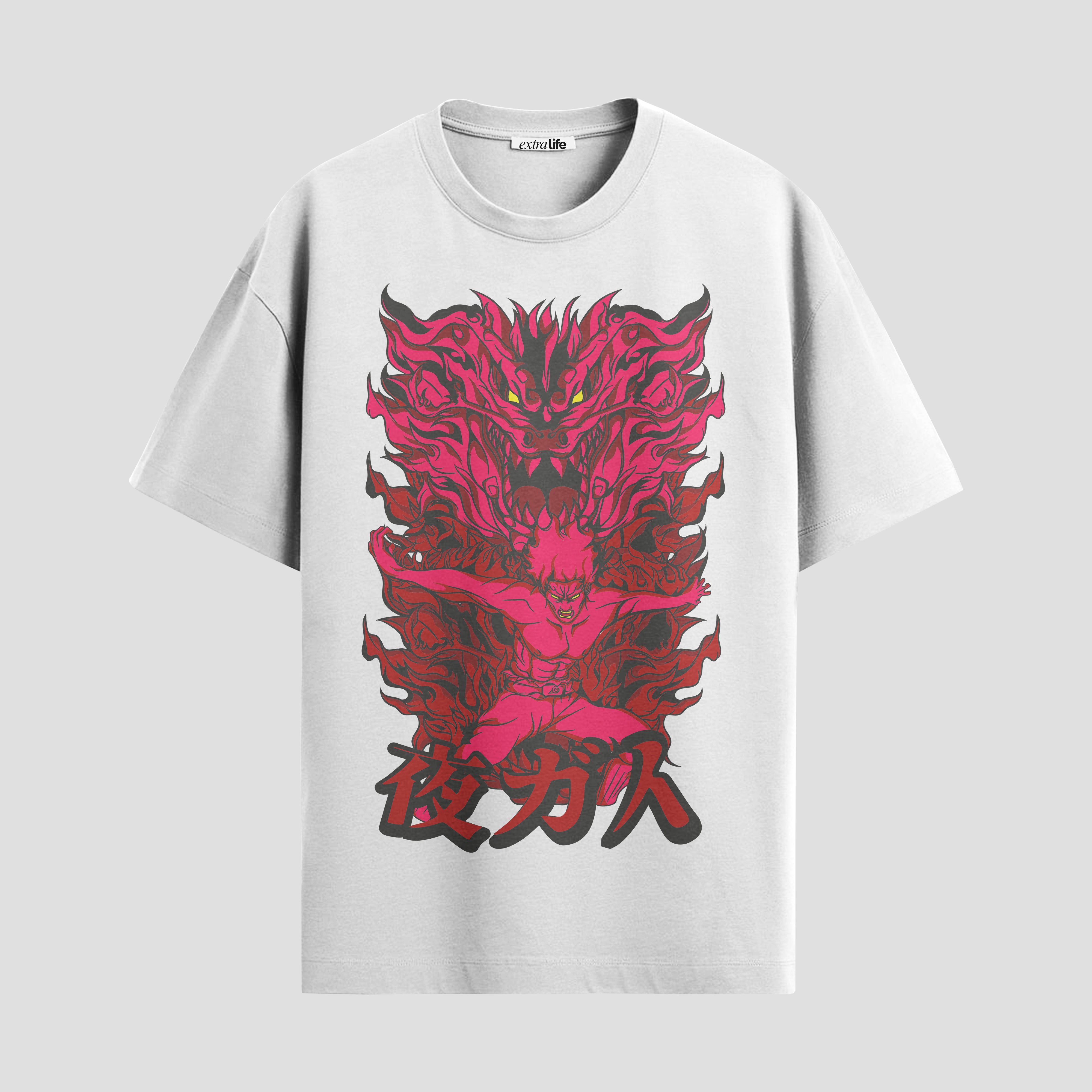 Playera urbana de anime y gaming ExtraLife MX, corte Standard Fit unisex ligero y transpirable en color Deep Black y Pure White, ropa de uso diario para gym y casual.