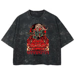 Playera streetwear premium de anime y gaming ExtraLife MX, corte boxy deluxe mineral wash heavyweight en color Acid Wash, moda urbana mexicana de culto.