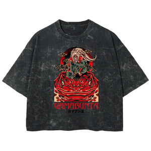 Playera streetwear premium de anime y gaming ExtraLife MX, corte boxy deluxe mineral wash heavyweight en color Acid Wash, moda urbana mexicana de culto.