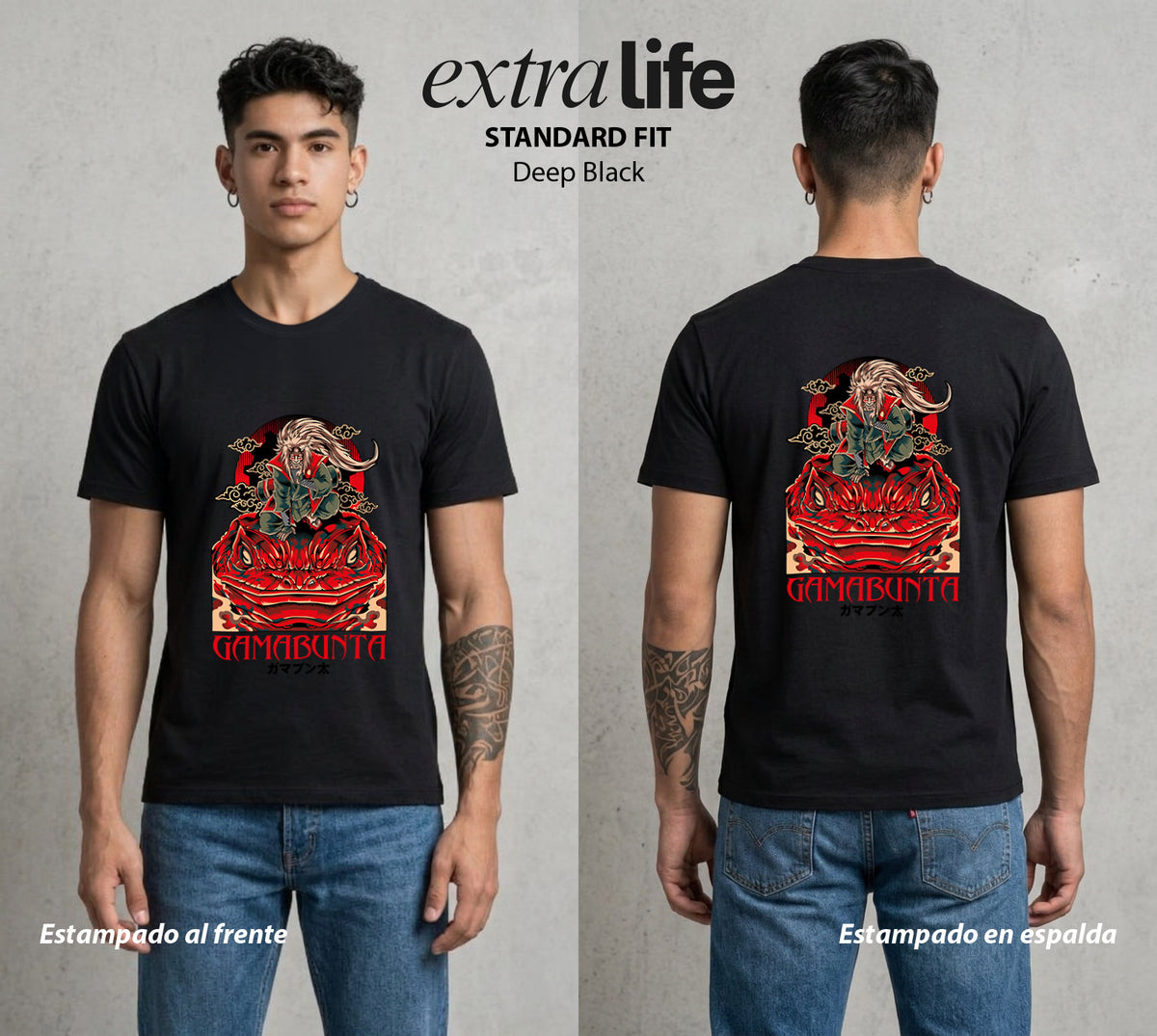 La Aldea Oculta | Zorro de Nueve Colas #02769 - Playera Classic Premium | Deep Black - Foto en modelo