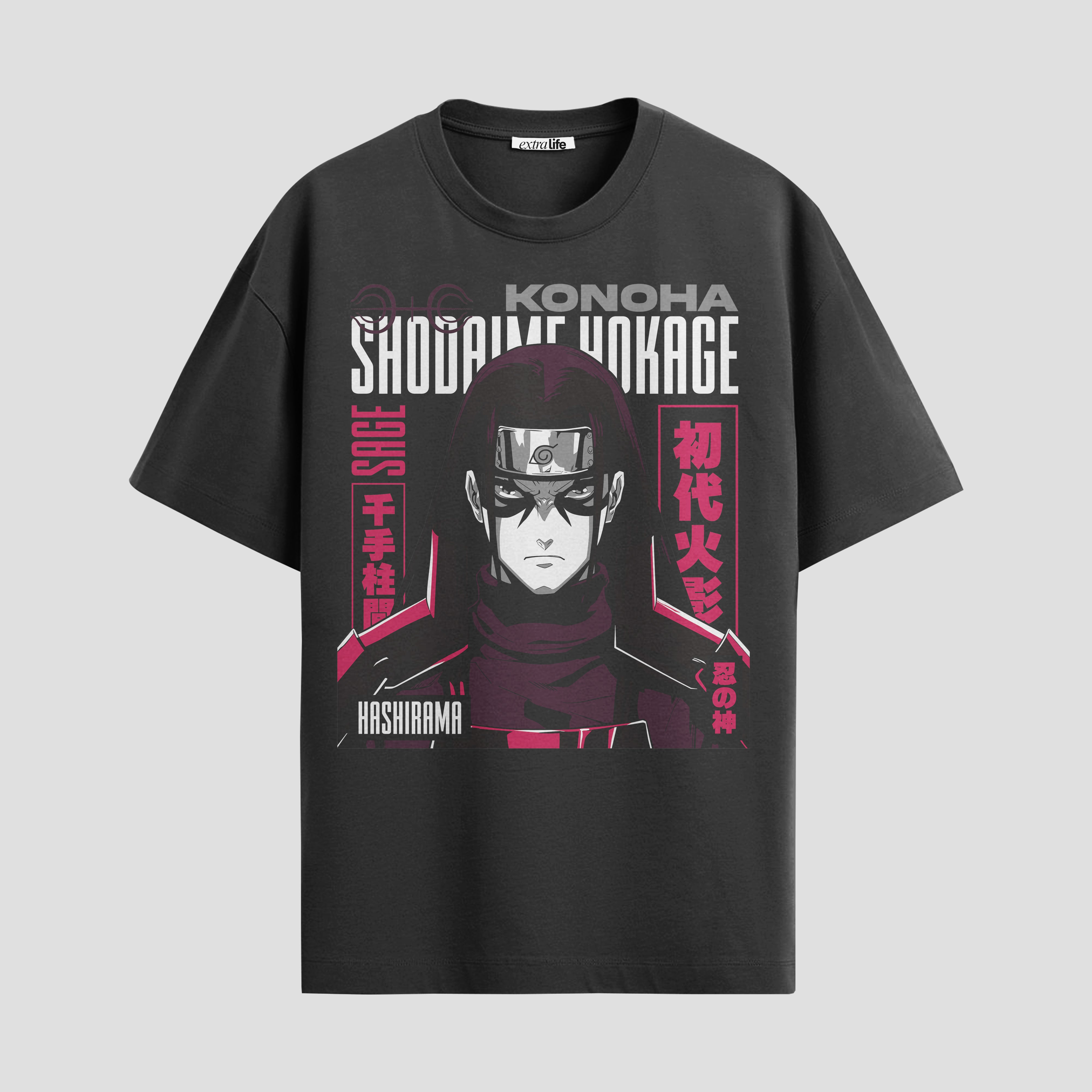 Playera urbana de anime y gaming ExtraLife MX, corte Standard Fit unisex ligero y transpirable en color Deep Black y Pure White, ropa de uso diario para gym y casual.