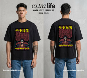 La Aldea Oculta | El Hokage del Futuro #02774 - Playera Oversized Premium | Deep Black - Foto en modelo