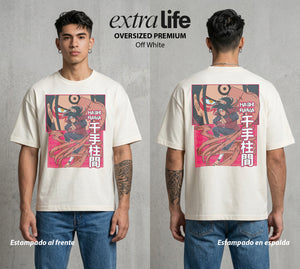 La Aldea Oculta | Dattebayo del Viento #02776 - Playera Oversized Premium | Off White - Foto en modelo