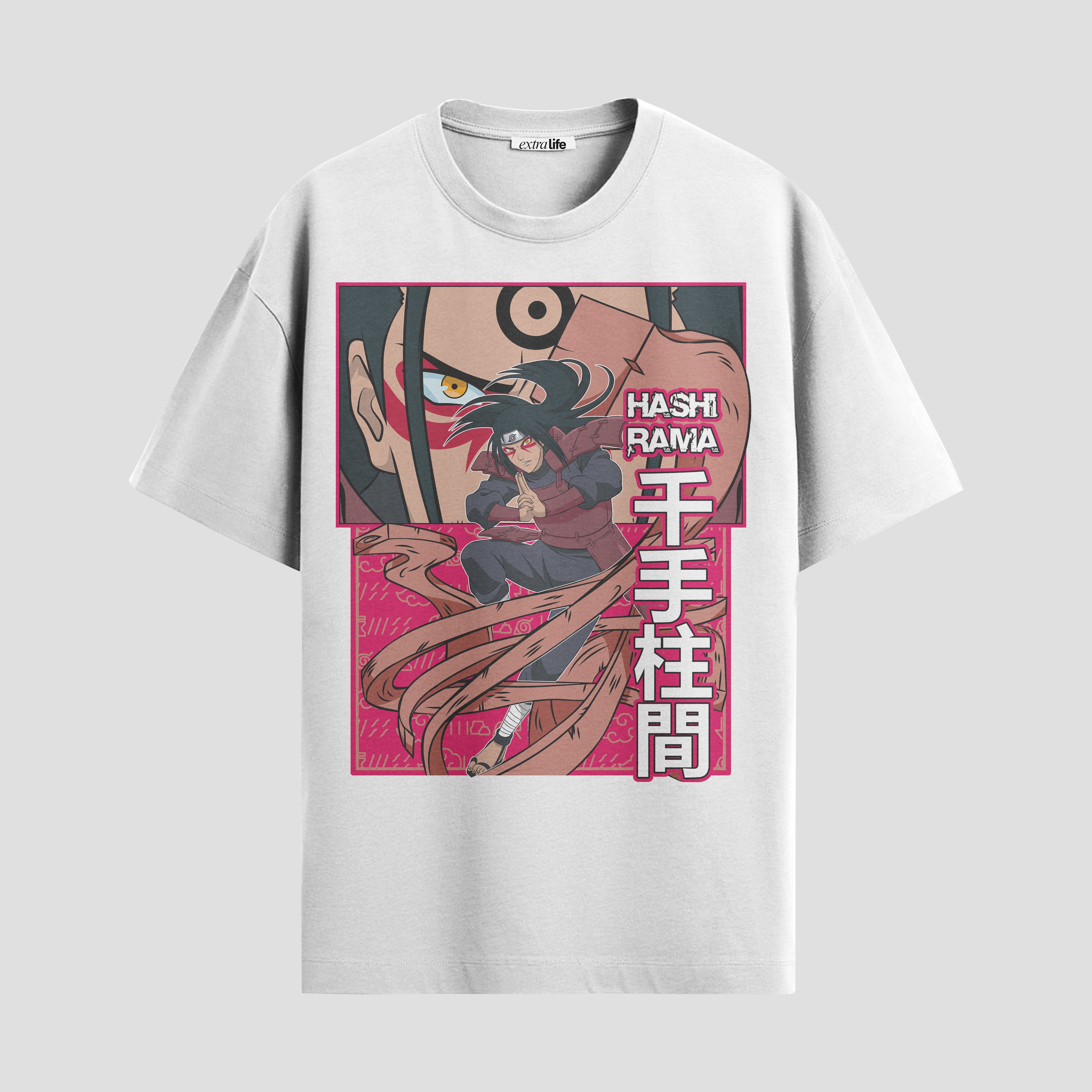 Playera urbana de anime y gaming ExtraLife MX, corte Standard Fit unisex ligero y transpirable en color Deep Black y Pure White, ropa de uso diario para gym y casual.