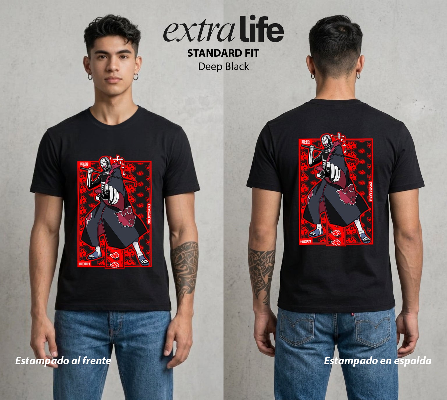 La Aldea Oculta | Zorro de Nueve Colas #02778 - Playera Standard Fit | Deep Black - Foto en modelo