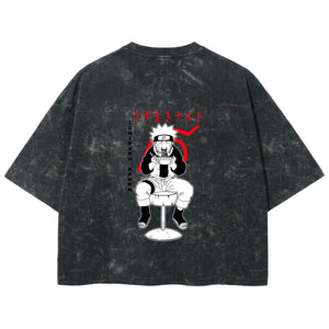 Playera streetwear premium de anime y gaming ExtraLife MX, corte boxy deluxe mineral wash heavyweight en color Acid Wash, moda urbana mexicana de culto.