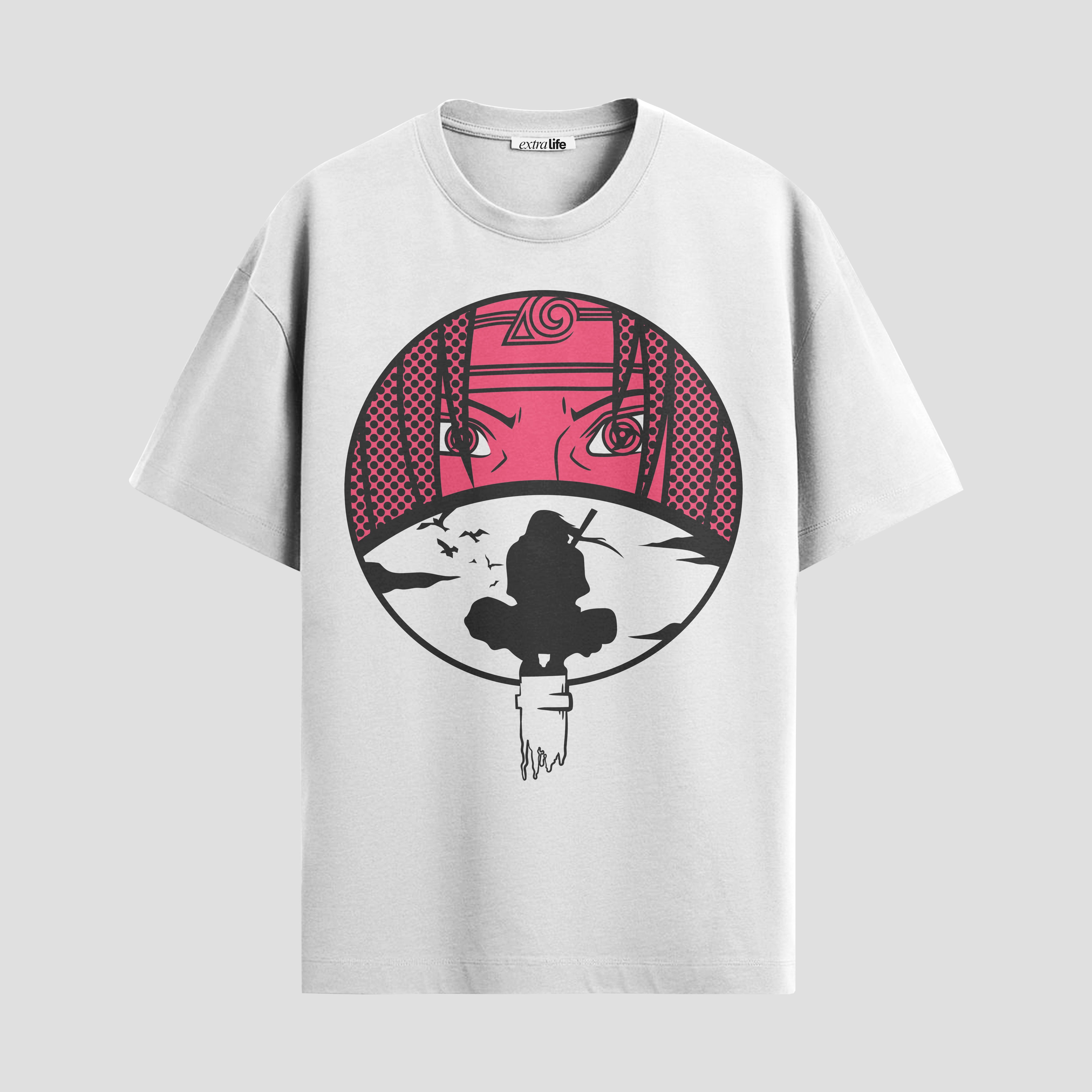 Playera urbana de anime y gaming ExtraLife MX, corte Standard Fit unisex ligero y transpirable en color Deep Black y Pure White, ropa de uso diario para gym y casual.