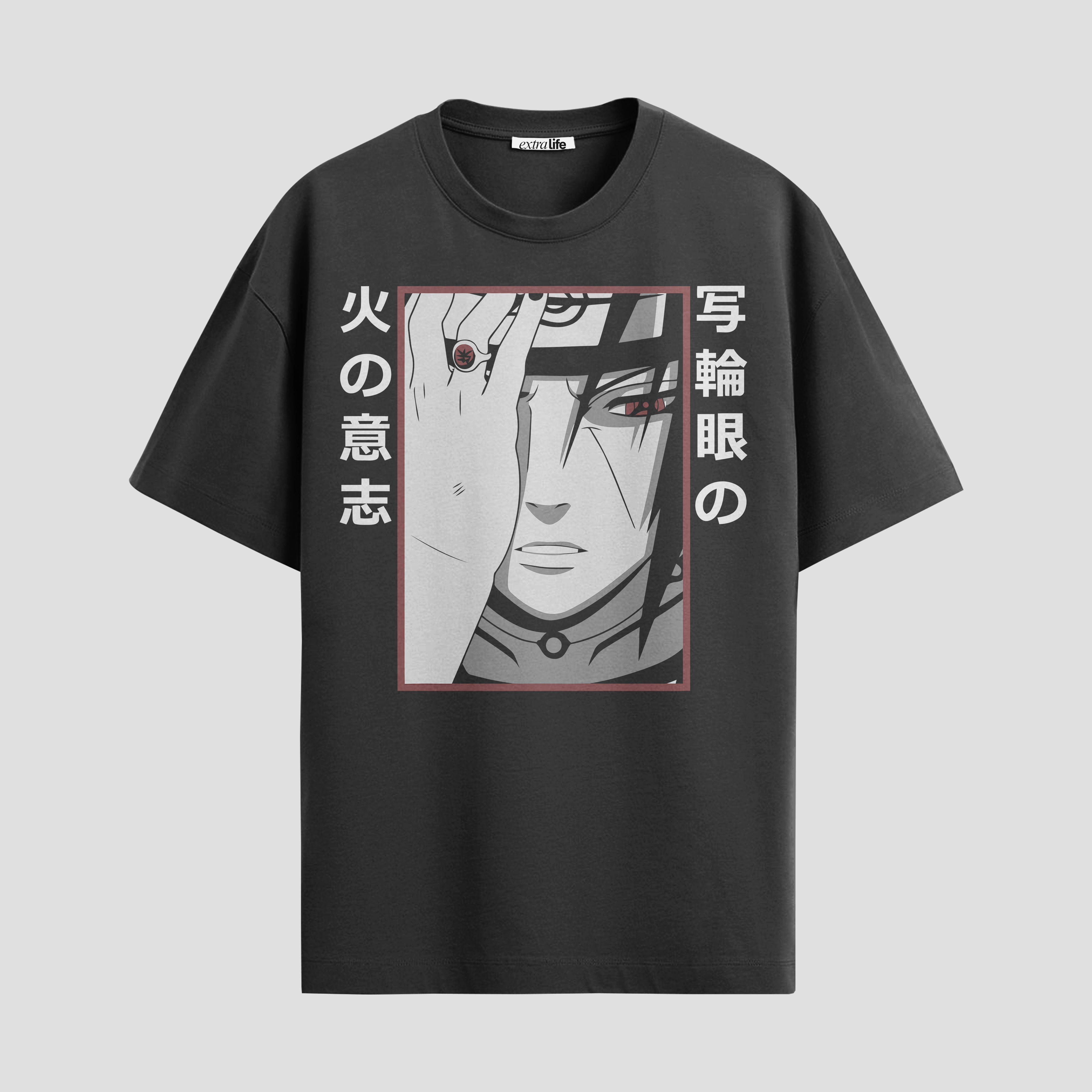 Playera urbana de anime y gaming ExtraLife MX, corte Standard Fit unisex ligero y transpirable en color Deep Black y Pure White, ropa de uso diario para gym y casual.
