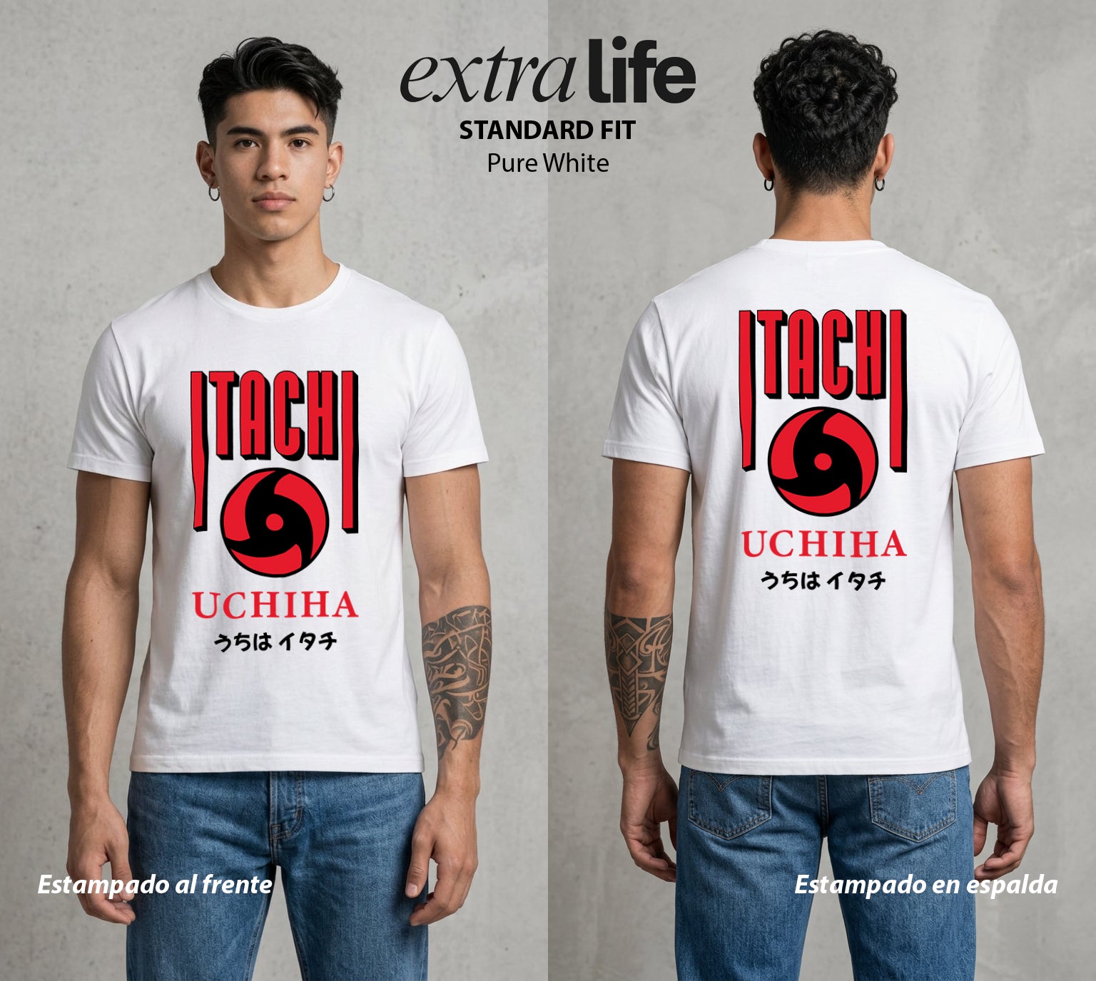 La Aldea Oculta | Zorro de Nueve Colas #02792 - Playera Standard Fit | Pure White - Foto en modelo