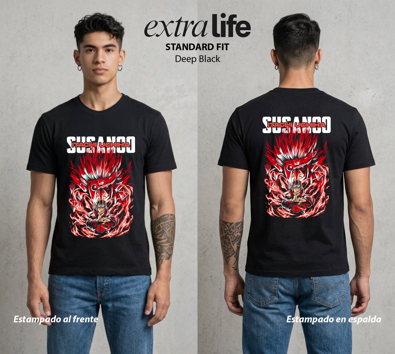 La Aldea Oculta | Zorro de Nueve Colas #02793 - Playera Standard Fit | Deep Black - Foto en modelo