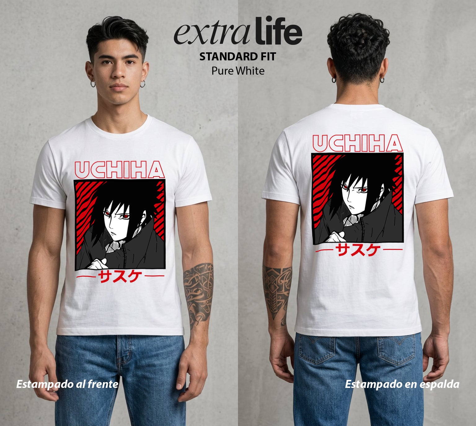 La Aldea Oculta | Zorro de Nueve Colas #02794 - Playera Standard Fit | Pure White - Foto en modelo