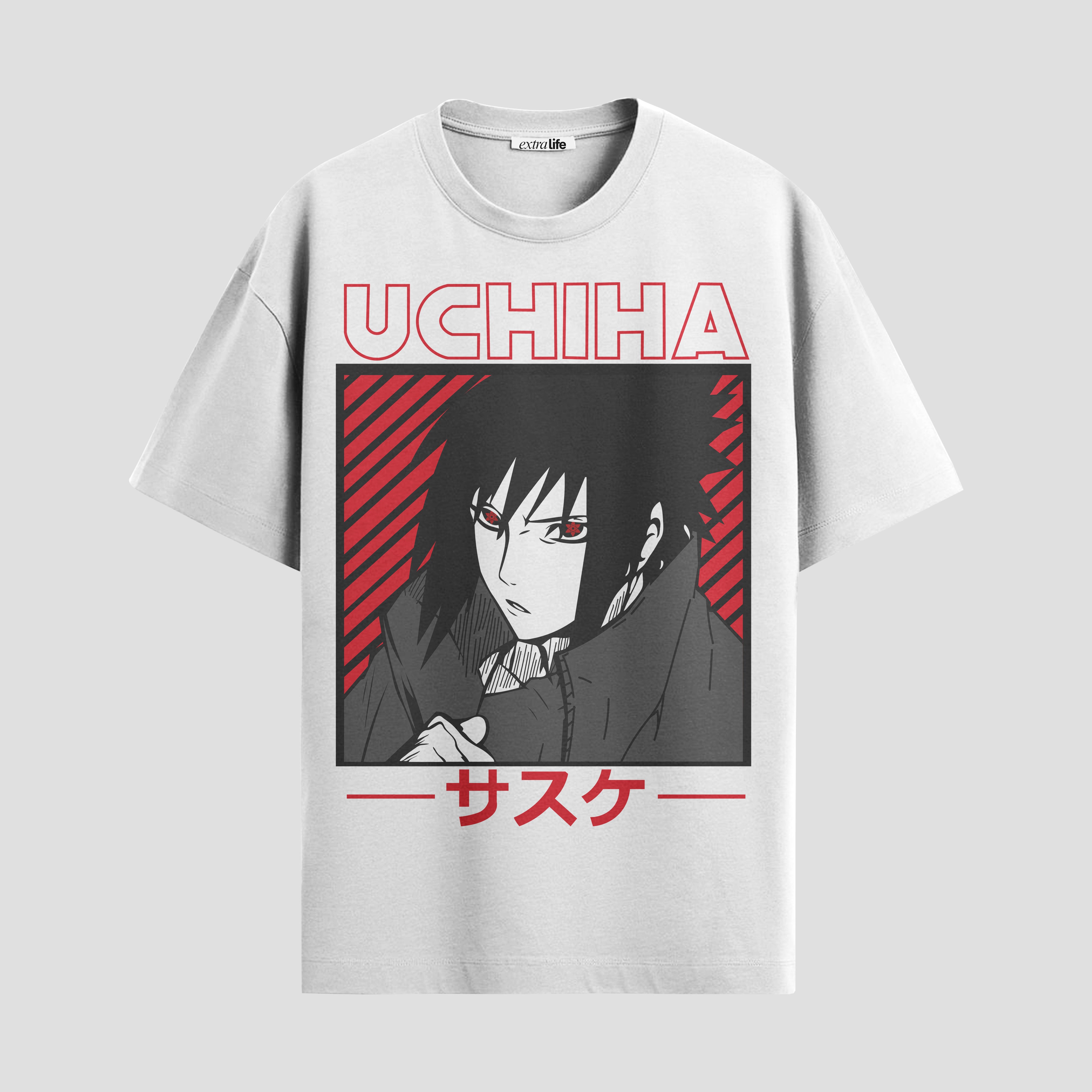 Playera urbana de anime y gaming ExtraLife MX, corte Standard Fit unisex ligero y transpirable en color Deep Black y Pure White, ropa de uso diario para gym y casual.