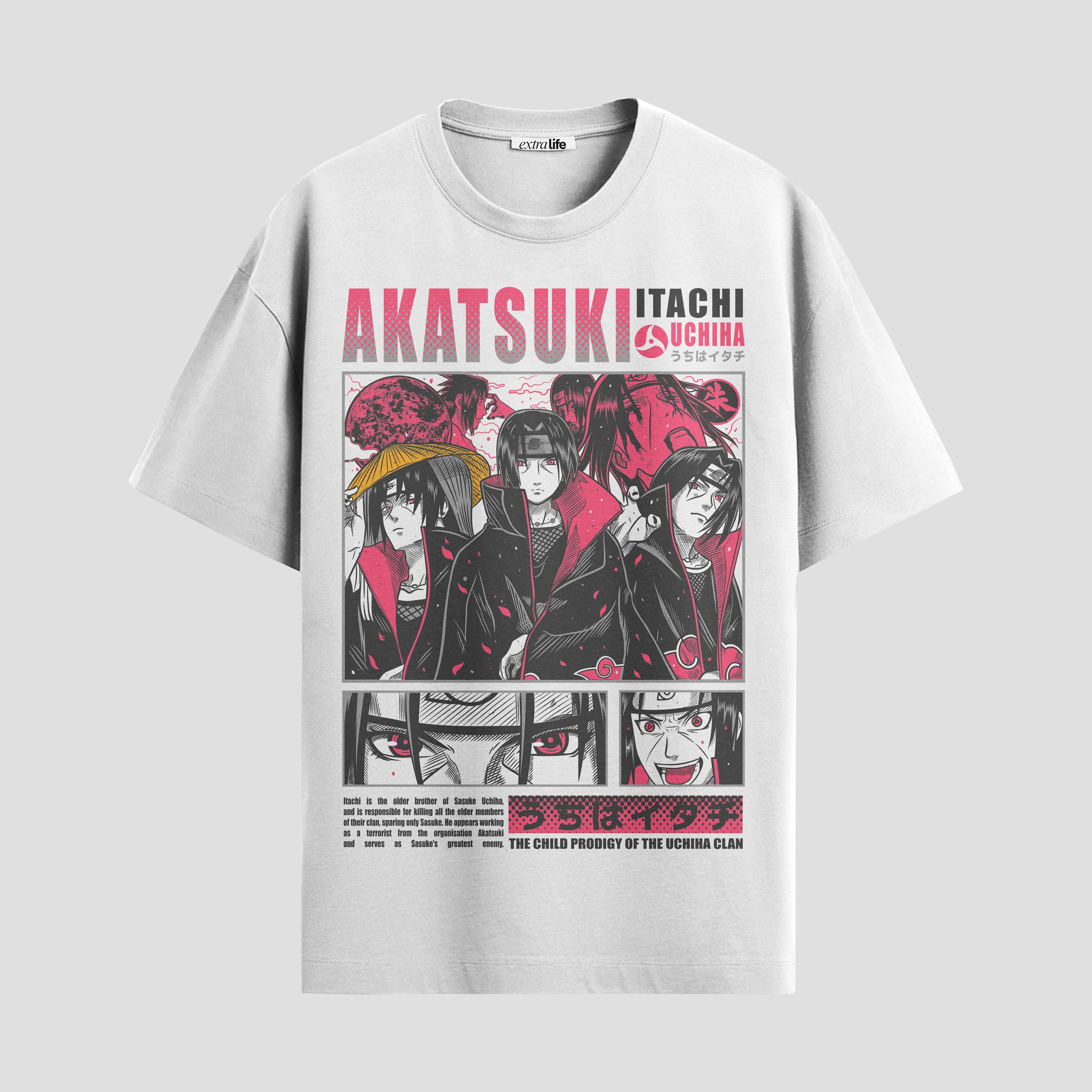 Playera urbana de anime y gaming ExtraLife MX, corte Standard Fit unisex ligero y transpirable en color Deep Black y Pure White, ropa de uso diario para gym y casual.