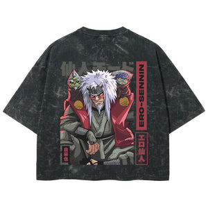 Playera streetwear premium de anime y gaming ExtraLife MX, corte boxy deluxe mineral wash heavyweight en color Acid Wash, moda urbana mexicana de culto.