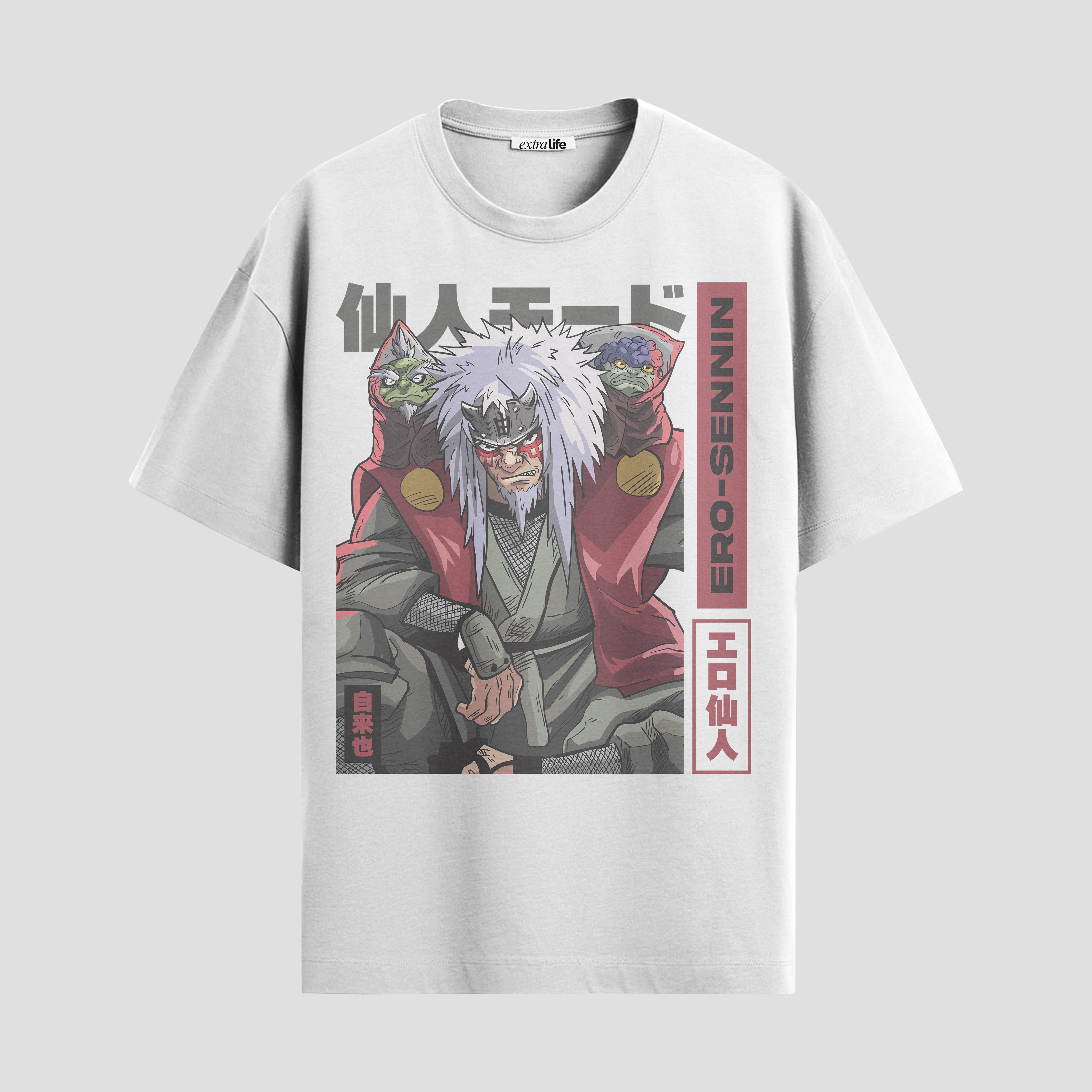 Playera urbana de anime y gaming ExtraLife MX, corte Standard Fit unisex ligero y transpirable en color Deep Black y Pure White, ropa de uso diario para gym y casual.