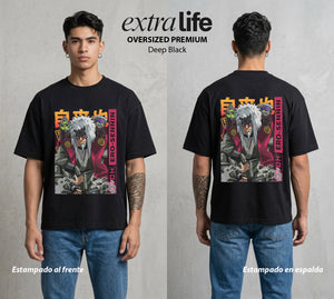 La Aldea Oculta | El Hokage del Futuro #02799 - Playera Oversized Premium | Deep Black - Foto en modelo