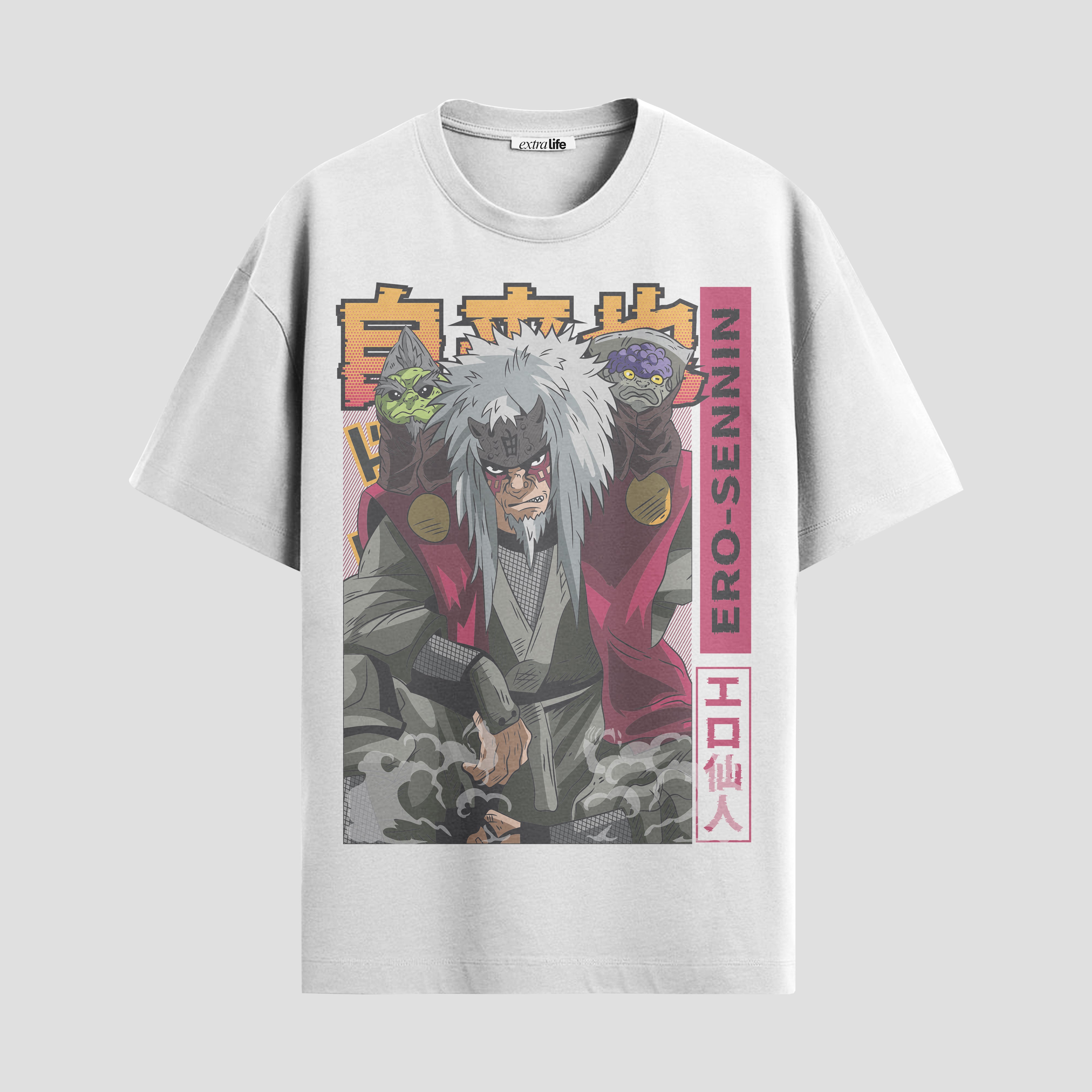 Playera urbana de anime y gaming ExtraLife MX, corte Standard Fit unisex ligero y transpirable en color Deep Black y Pure White, ropa de uso diario para gym y casual.