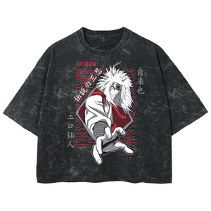 Playera streetwear premium de anime y gaming ExtraLife MX, corte boxy deluxe mineral wash heavyweight en color Acid Wash, moda urbana mexicana de culto.
