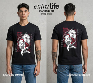 La Aldea Oculta | Dattebayo del Viento #02800 - Playera Standard Fit | Deep Black - Foto en modelo