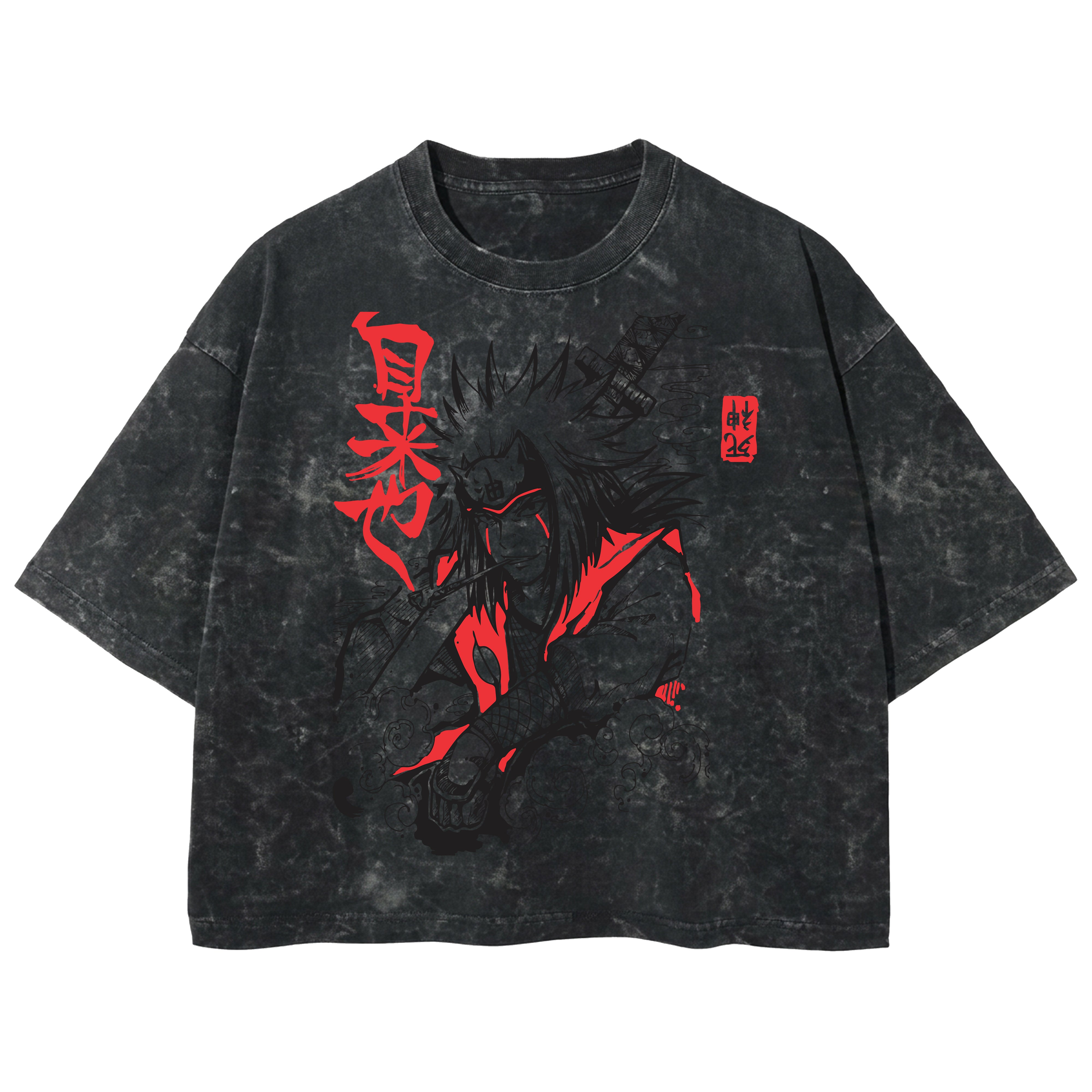 Playera streetwear premium de anime y gaming ExtraLife MX, corte boxy deluxe mineral wash heavyweight en color Acid Wash, moda urbana mexicana de culto.