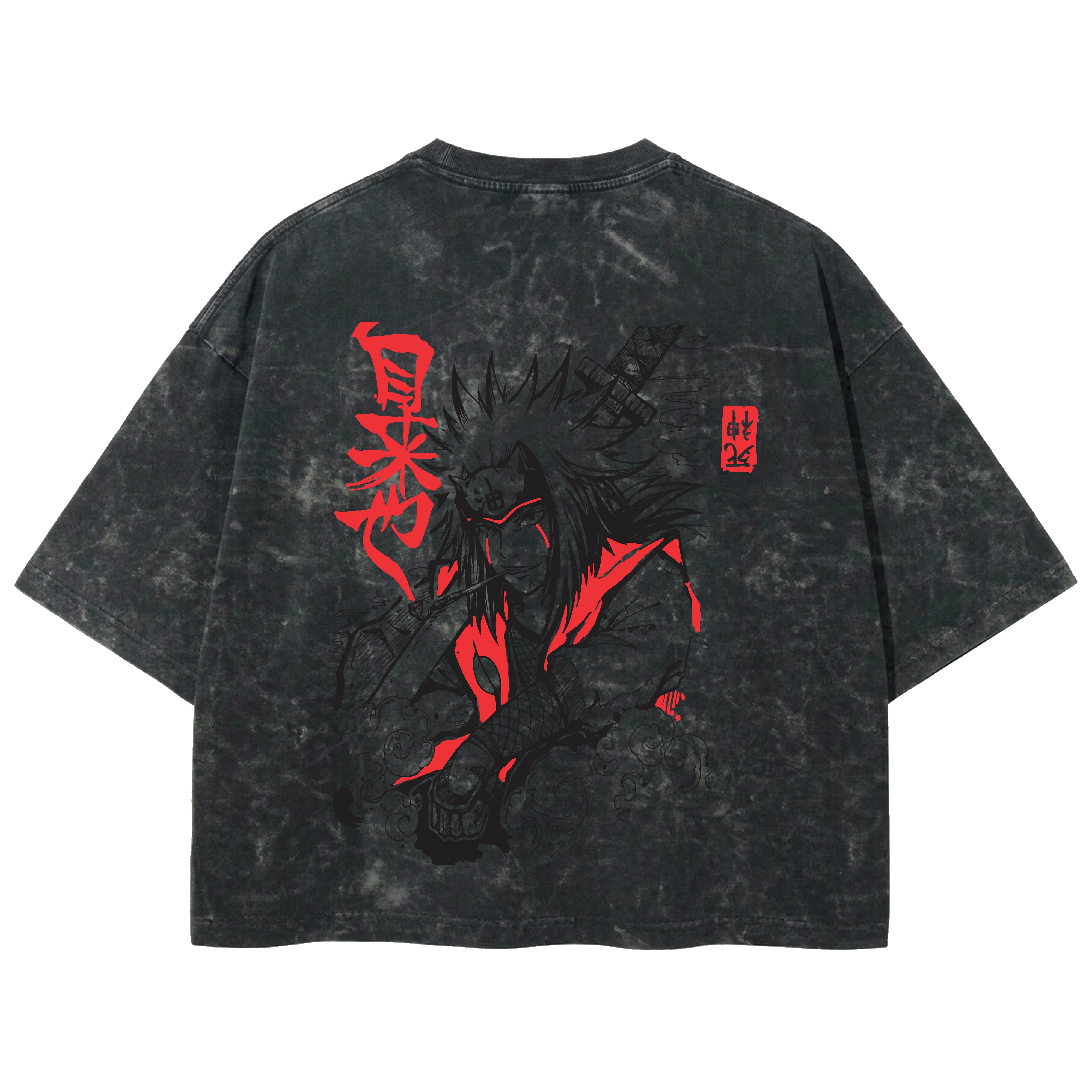 Playera streetwear premium de anime y gaming ExtraLife MX, corte boxy deluxe mineral wash heavyweight en color Acid Wash, moda urbana mexicana de culto.