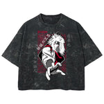 Playera streetwear premium de anime y gaming ExtraLife MX, corte boxy deluxe mineral wash heavyweight en color Acid Wash, moda urbana mexicana de culto.