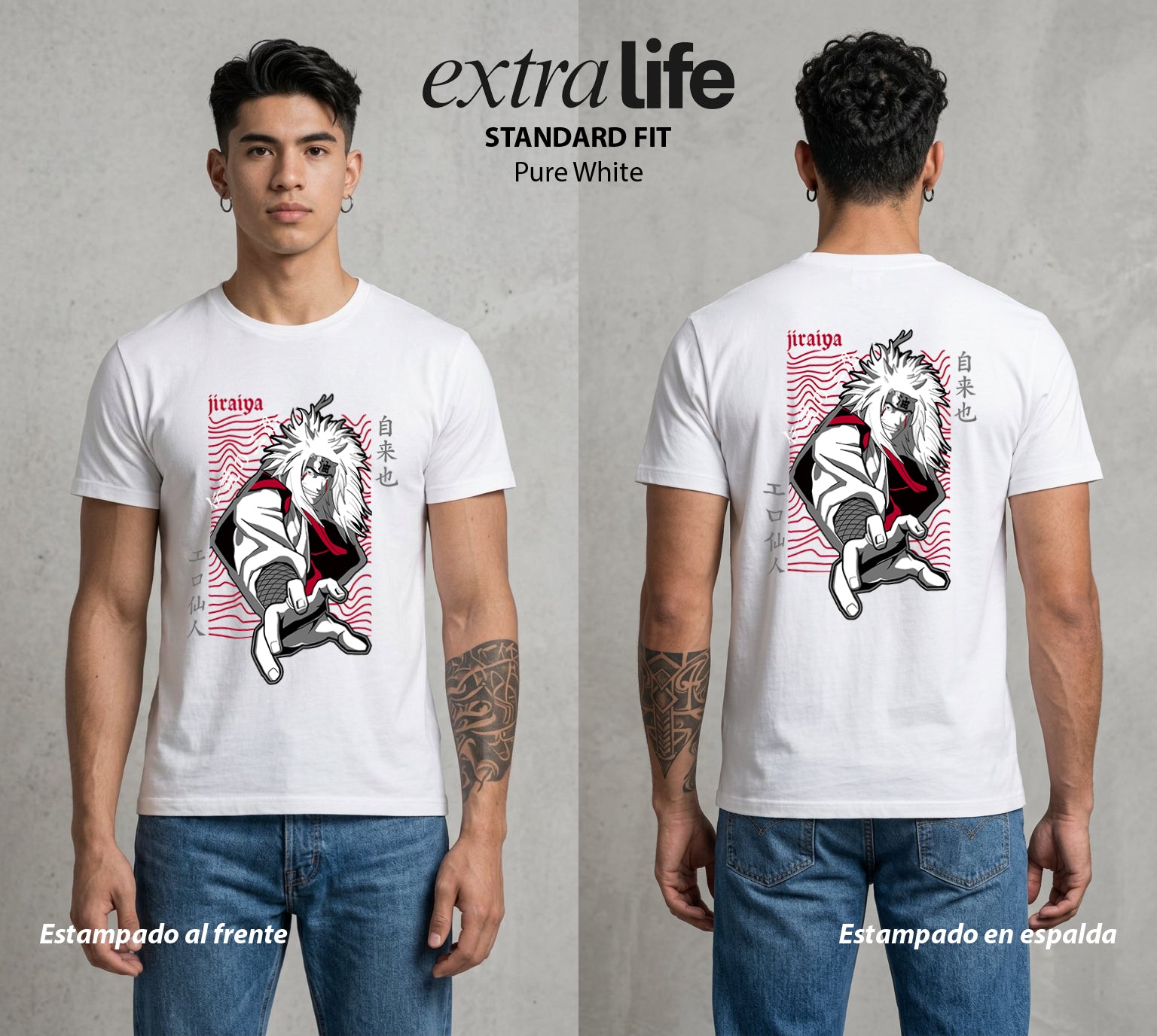 La Aldea Oculta | Ninja de la Hoja #02803 - Playera Standard Fit | Pure White - Foto en modelo