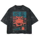 Playera streetwear premium de anime y gaming ExtraLife MX, corte boxy deluxe mineral wash heavyweight en color Acid Wash, moda urbana mexicana de culto.