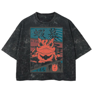 Playera streetwear premium de anime y gaming ExtraLife MX, corte boxy deluxe mineral wash heavyweight en color Acid Wash, moda urbana mexicana de culto.