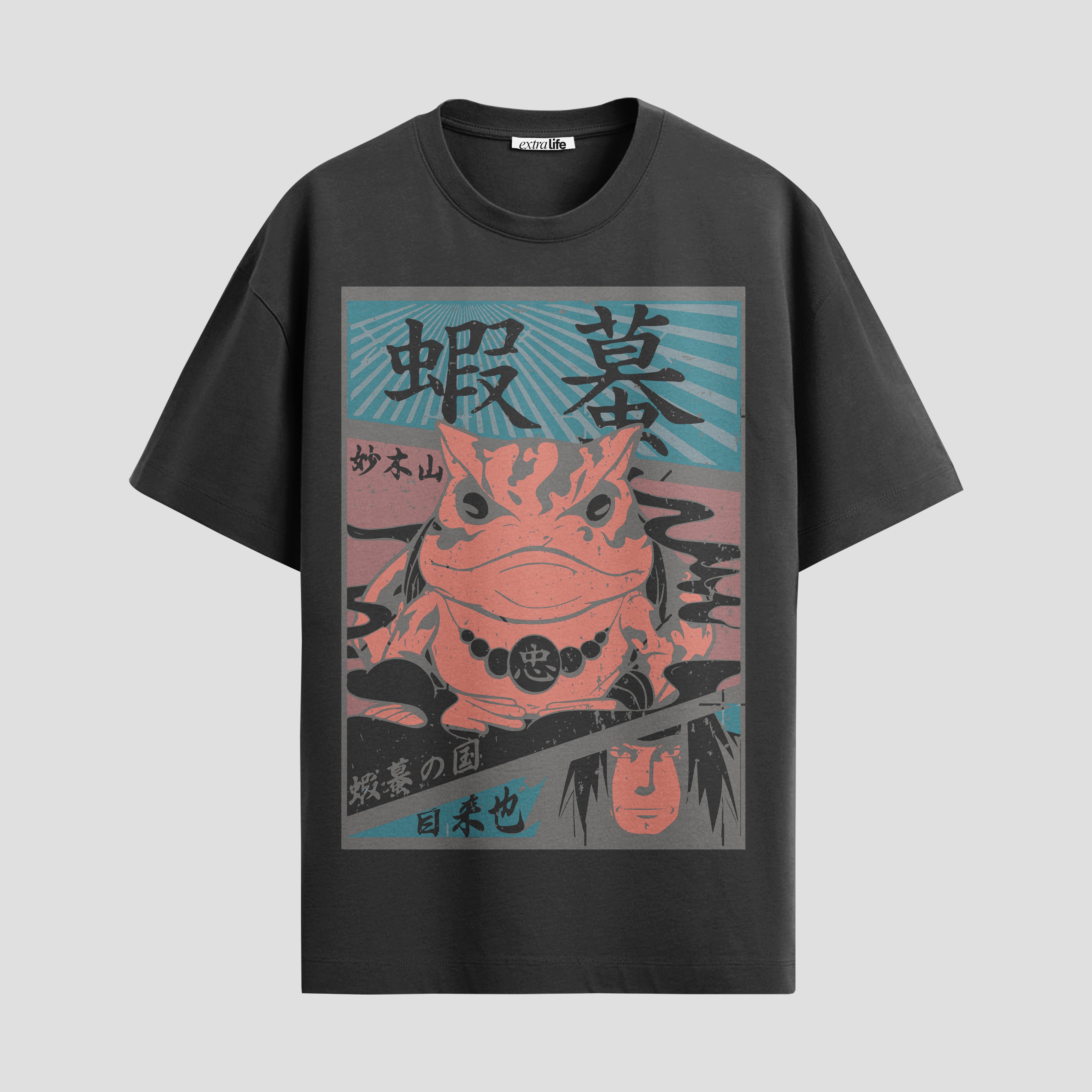 Playera urbana de anime y gaming ExtraLife MX, corte Standard Fit unisex ligero y transpirable en color Deep Black y Pure White, ropa de uso diario para gym y casual.
