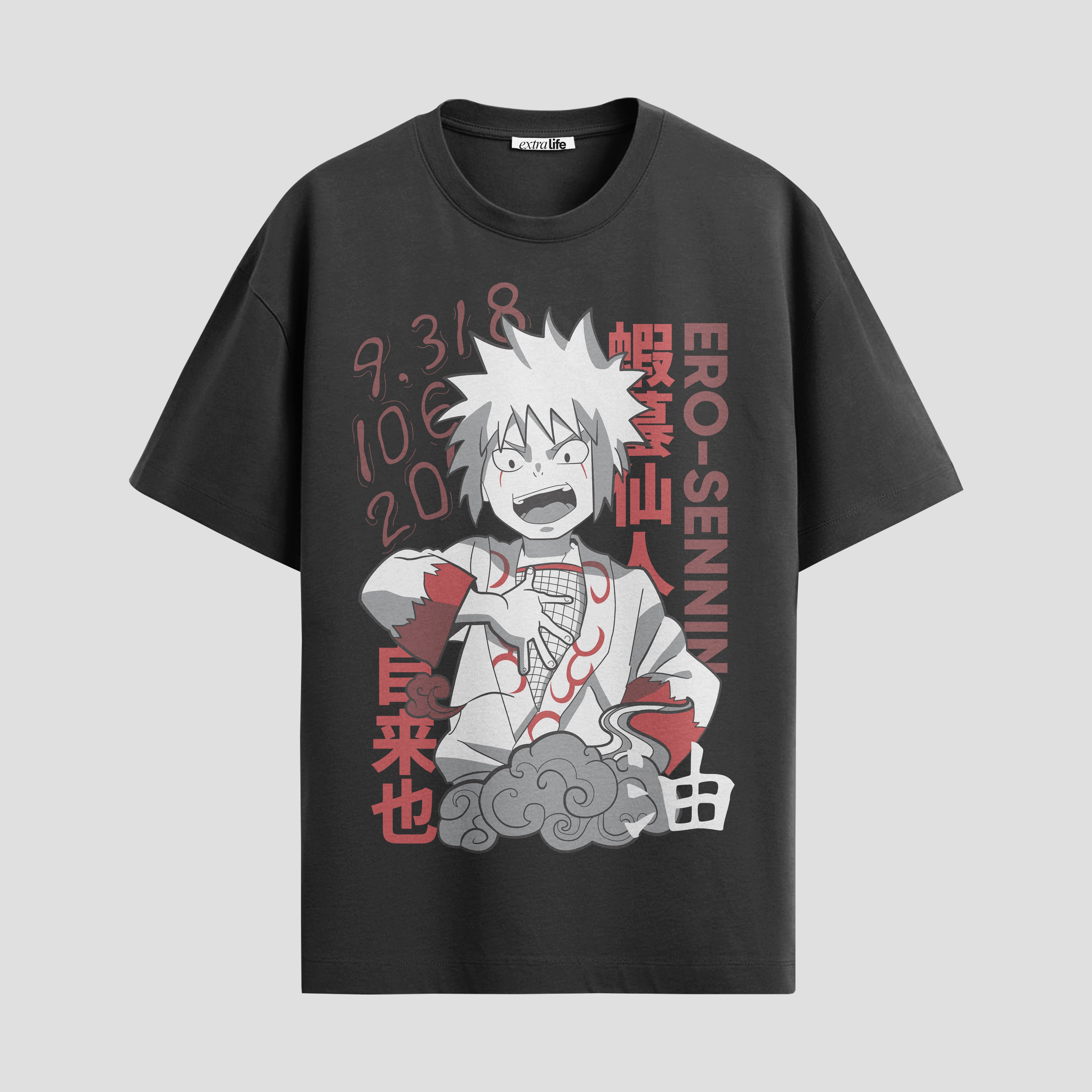 Playera urbana de anime y gaming ExtraLife MX, corte Standard Fit unisex ligero y transpirable en color Deep Black y Pure White, ropa de uso diario para gym y casual.