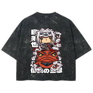 Playera streetwear premium de anime y gaming ExtraLife MX, corte boxy deluxe mineral wash heavyweight en color Acid Wash, moda urbana mexicana de culto.