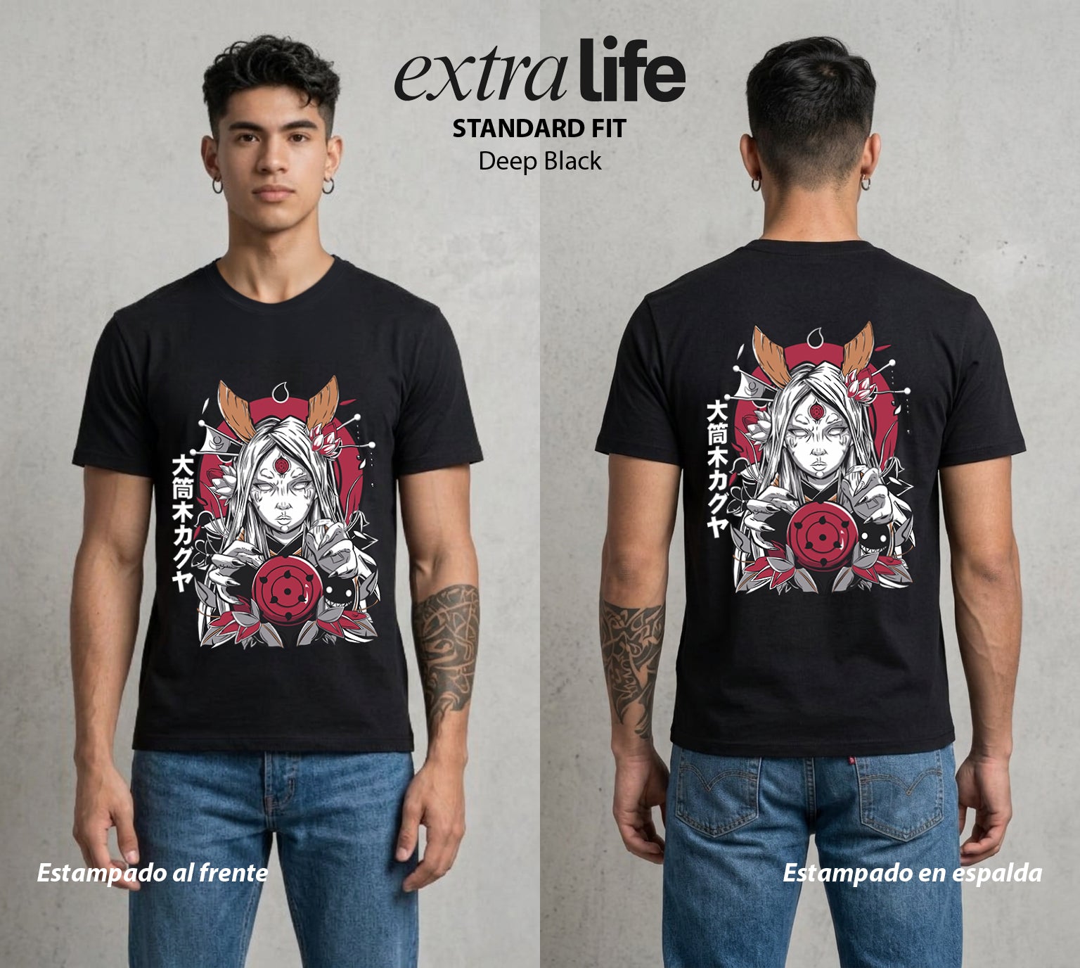 La Aldea Oculta | El Hokage del Futuro #02811 - Playera Standard Fit | Deep Black - Foto en modelo