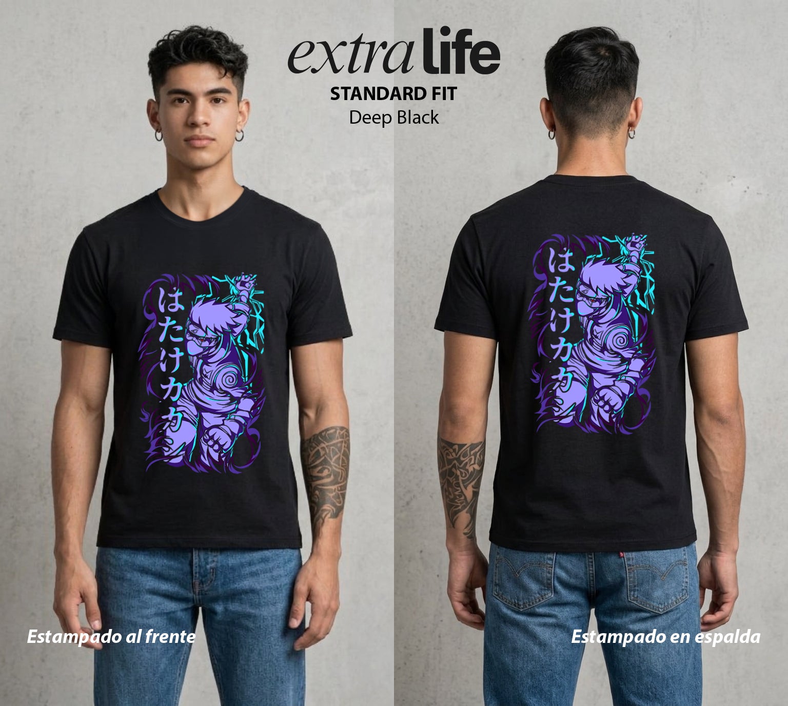 La Aldea Oculta | Dattebayo del Viento #02814 - Playera Standard Fit | Deep Black - Foto en modelo