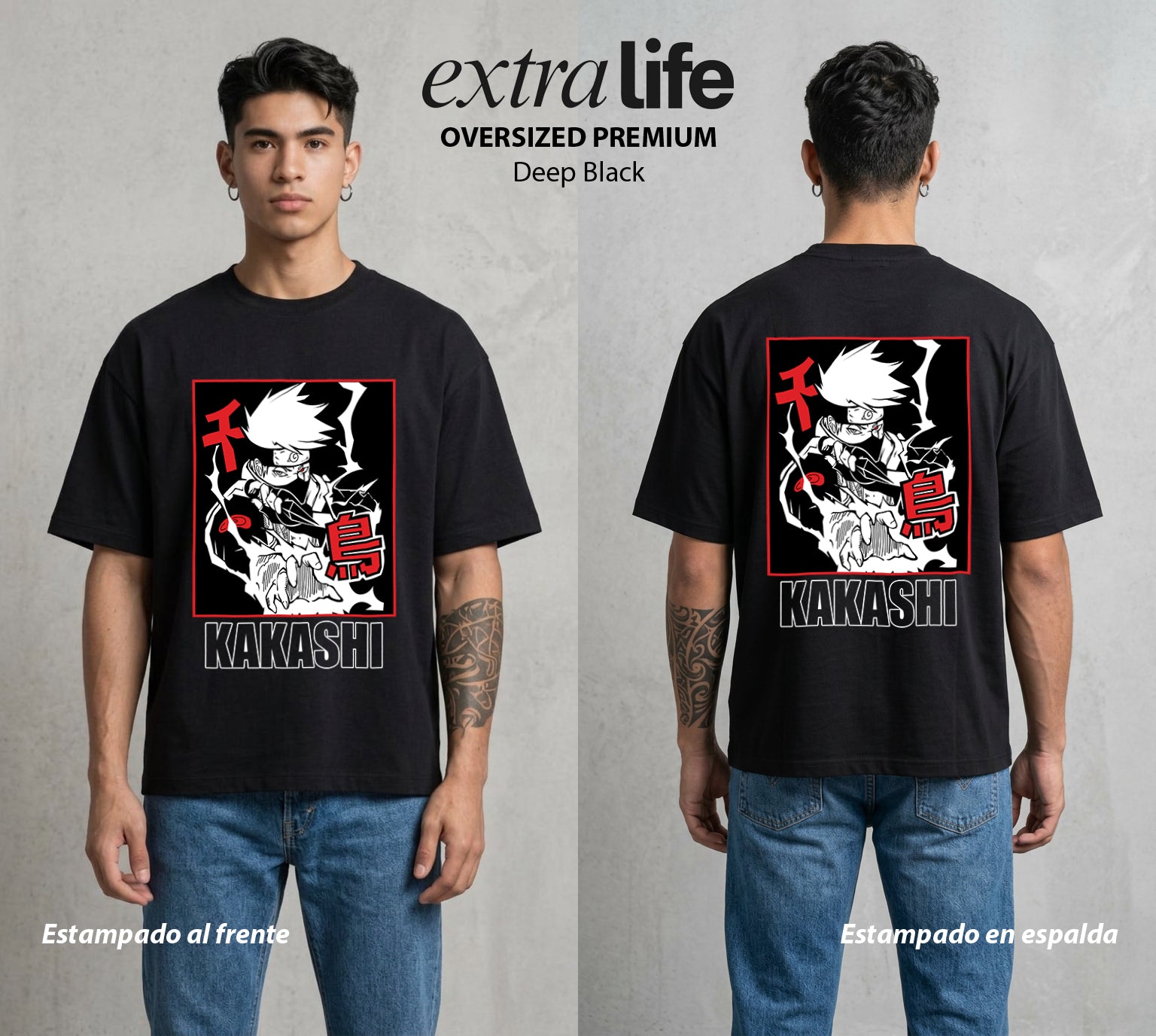La Aldea Oculta | El Niño del Amor #02815 - Playera Oversized Premium | Deep Black - Foto en modelo