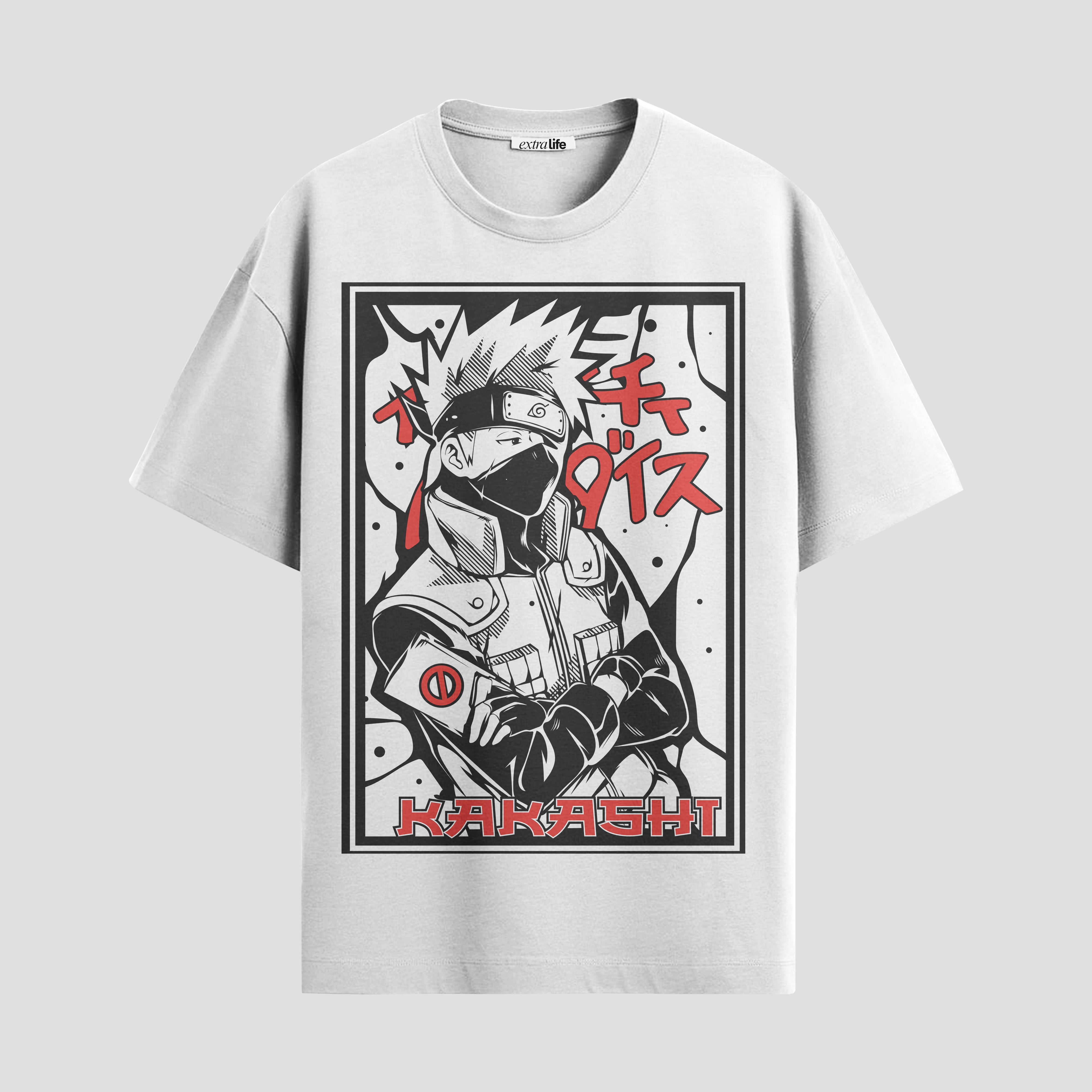 Playera urbana de anime y gaming ExtraLife MX, corte Standard Fit unisex ligero y transpirable en color Deep Black y Pure White, ropa de uso diario para gym y casual.