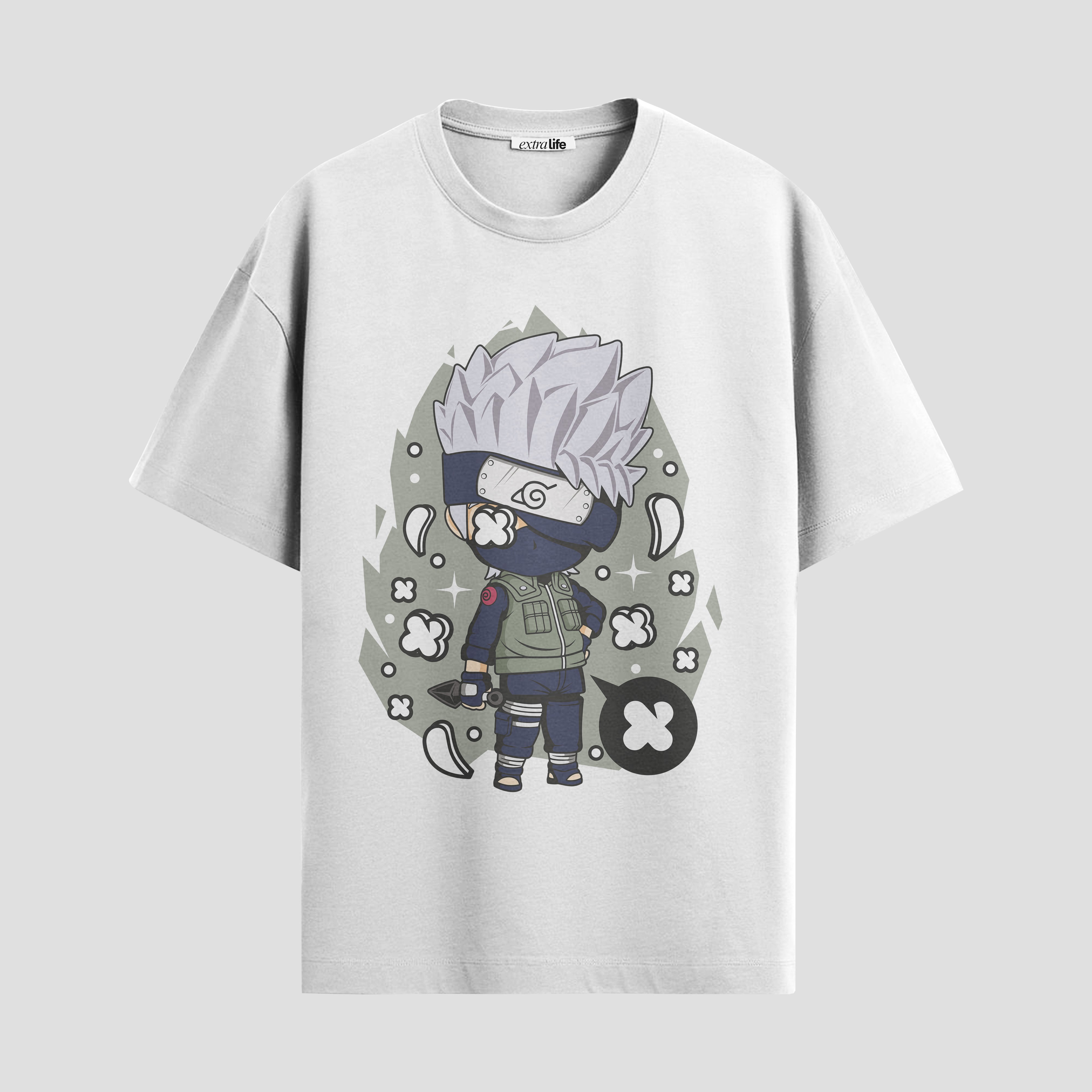 Playera urbana de anime y gaming ExtraLife MX, corte Standard Fit unisex ligero y transpirable en color Deep Black y Pure White, ropa de uso diario para gym y casual.